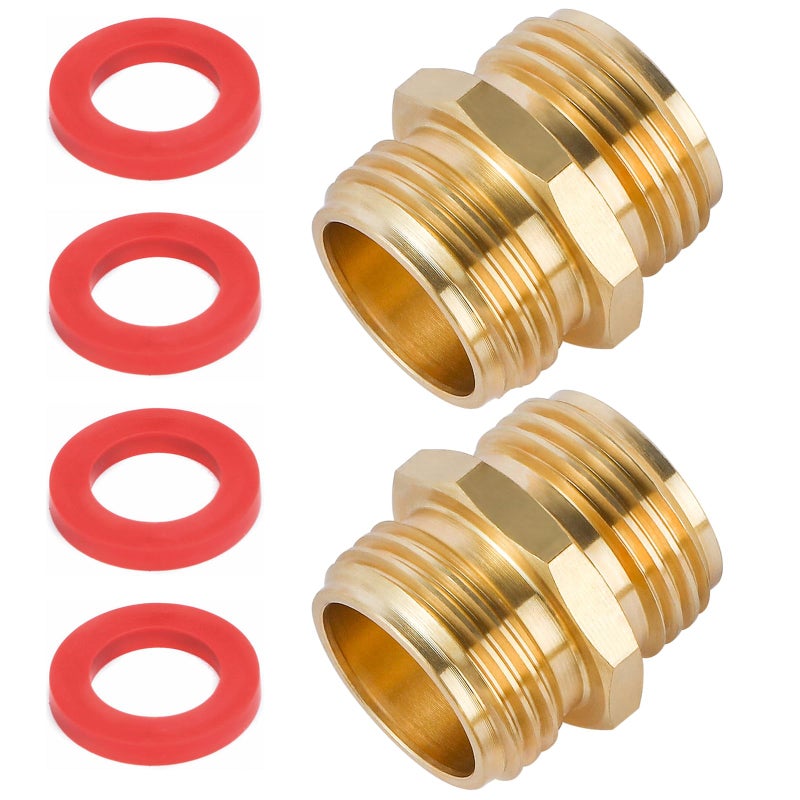 Sanpaint 2 Pack 3/4 Inch Brass Garden Hose Adapter Male to Male Quick Connector - Image 1